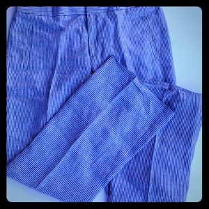 Banana Republic striped linen trousers for women.